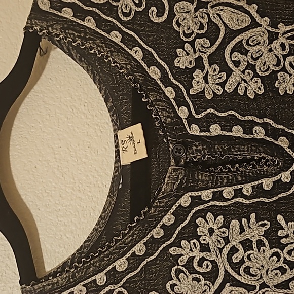 RIVIERA SUN COLD SHOULDER EMBROIDERED CASUAL DRESS CHARCOAL BLACK SIZE LARG - Picture 4 of 4